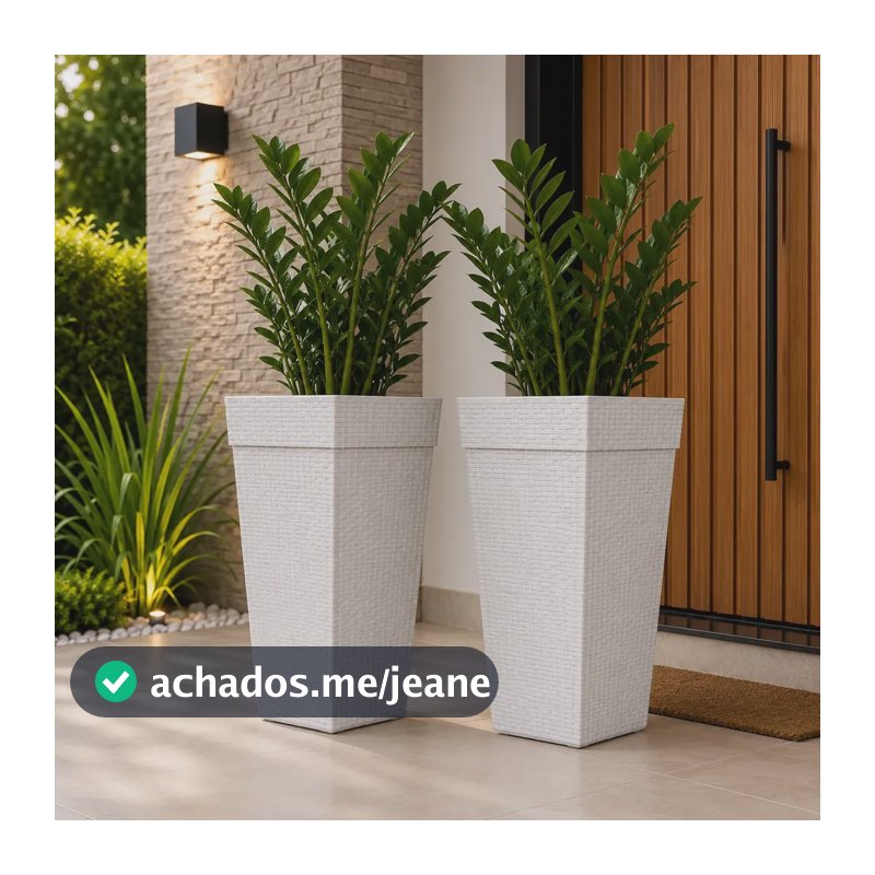 Kit 2 Vasos 10 Litros Coluna Rattan Reforçado Para Plantas E Marmorizado
