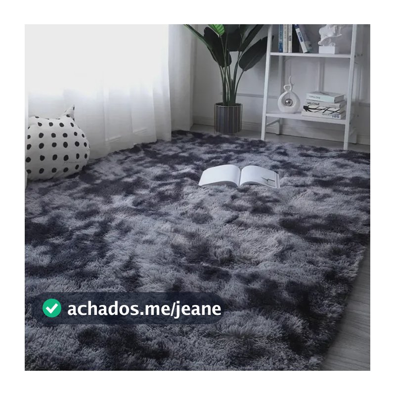 Tapete Felpudo 1,00x1,50 Peludo Macio Sala Escritório Lava Fácil Cinza Mesclado Texfine Para Sala