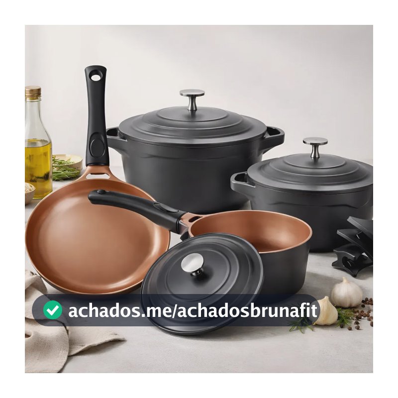 Jogo De Panela Antiaderente Cerâmica Preto 4 Peças Le Cook