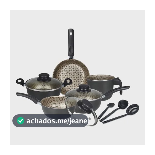 Jogo De Panelas Antiaderente 8 Peças Decorada Teflon Cor Grafite/beje Decorado
