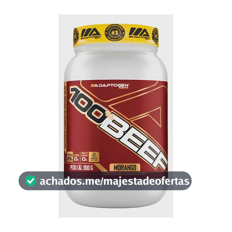 Beef Protein #1 Proteina Bovina Adaptogen Science Pote 900g Morango