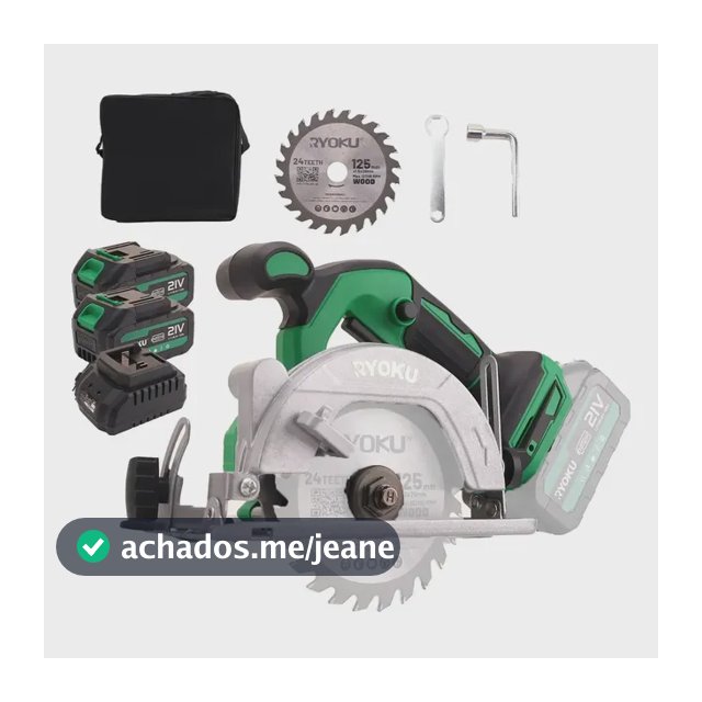 Serra Circular Brushless Portátil 2 Baterias 21v 125mm Verde 127/220v