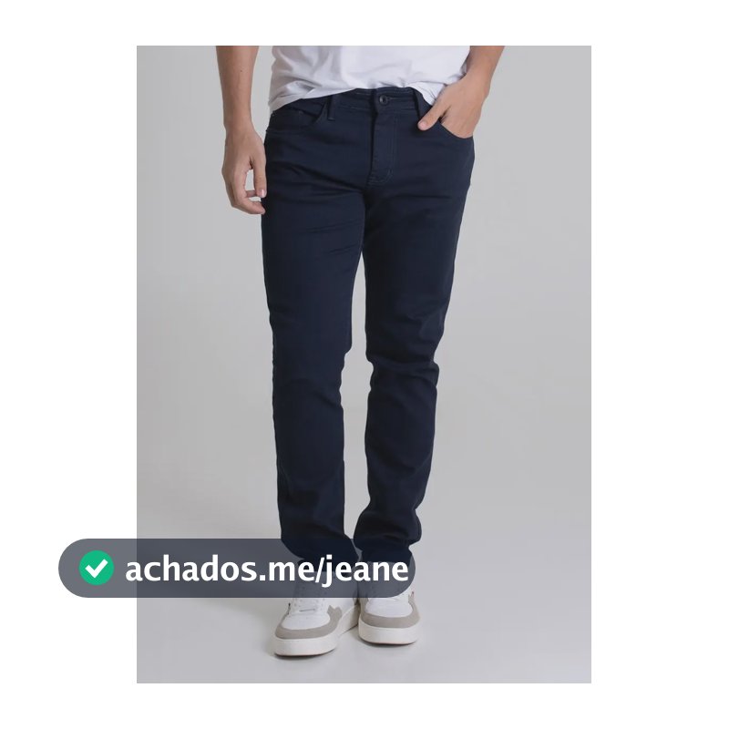 Masculina Calca Sarja Sawary Slim_279821 Azul-marinho Liso 46