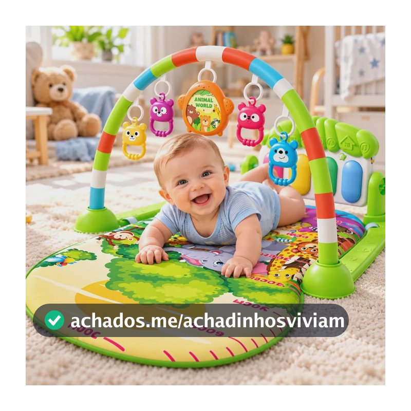 Tapete Atividades Bebê Tapete Infantil Musical Interativo Piano Menino Tummy Time Verde