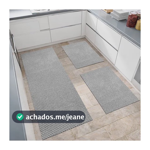 Jogo Tapetes Cozinha 3 Peças Passadeira Antiderrapante Luxo