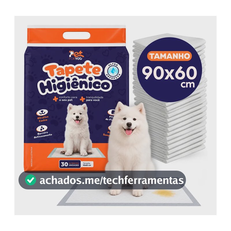 Tapete Higiênico Pet 30 Unidades 90x60 Descartável Cão Gato