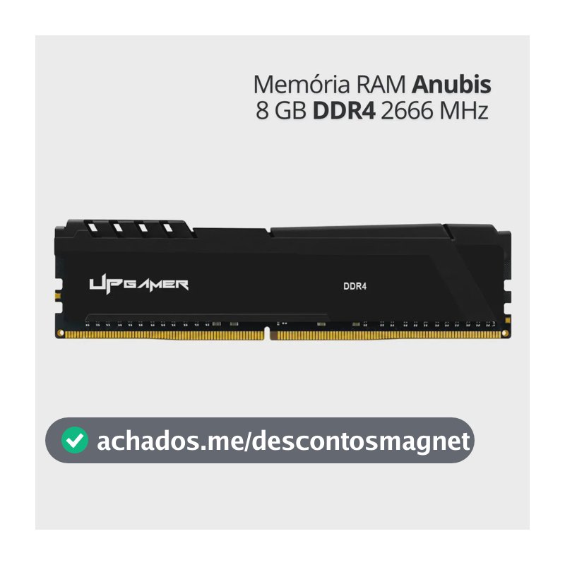 Memória RAM Desktop 8GB DDR4 2666MHz para PC, Módulo Interno com Dissipador de Calor - Linha Anubis UP Gamer