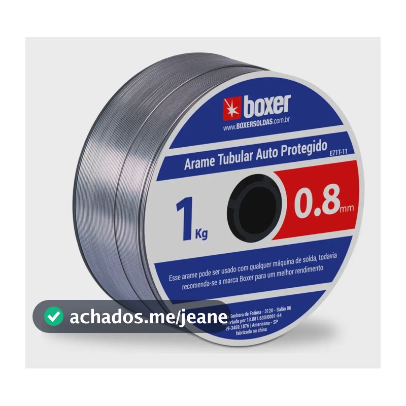 Arame Mig Sem Gás 0.8mm Boxer Rolo 1kg P/ Maquina De Solda Cor Da Punta Prata Prateado