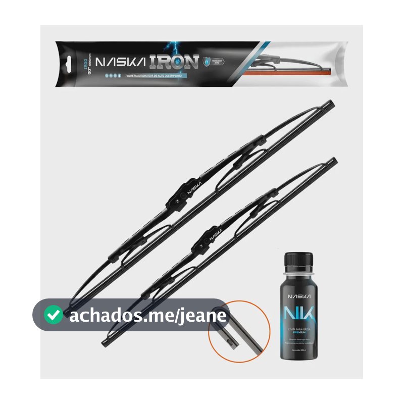 Palheta Limpador Para-brisa Naska Iron Encaixe Gancho Preto 206 1999 A 2020