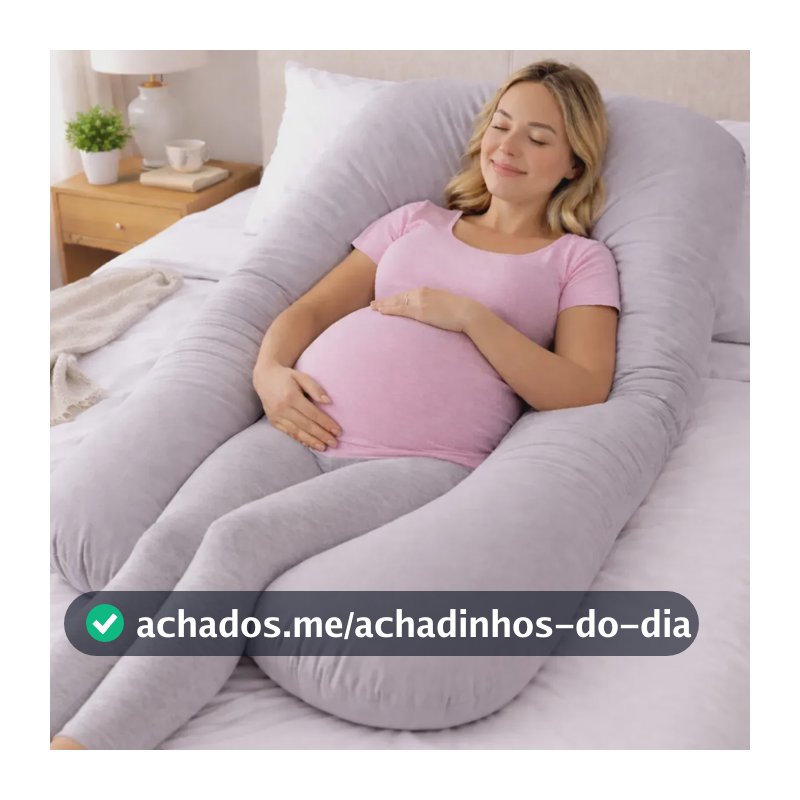 Travesseiro Gestante Corpo Inteiro Em U Antialérgico Macio Cinza