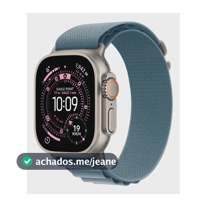 Apple Watch Ultra 3 GPS + Cellular • Caixa natural de titânio – 49 mm • Pulseira loop Alpina azul-clara – P - Distribuidor Autorizado