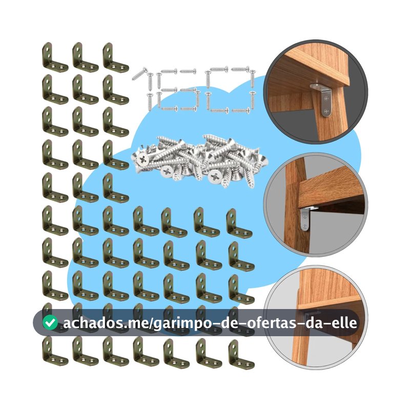 Kit 50 Pç Cantoneira L Reforço Moveis 30 X 30 + Parafusos