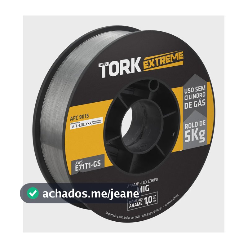 Arame De Solda Mig Flux Core 1,0mm Sem Gás 5 Kgs Super Tork Cor da punta Preto