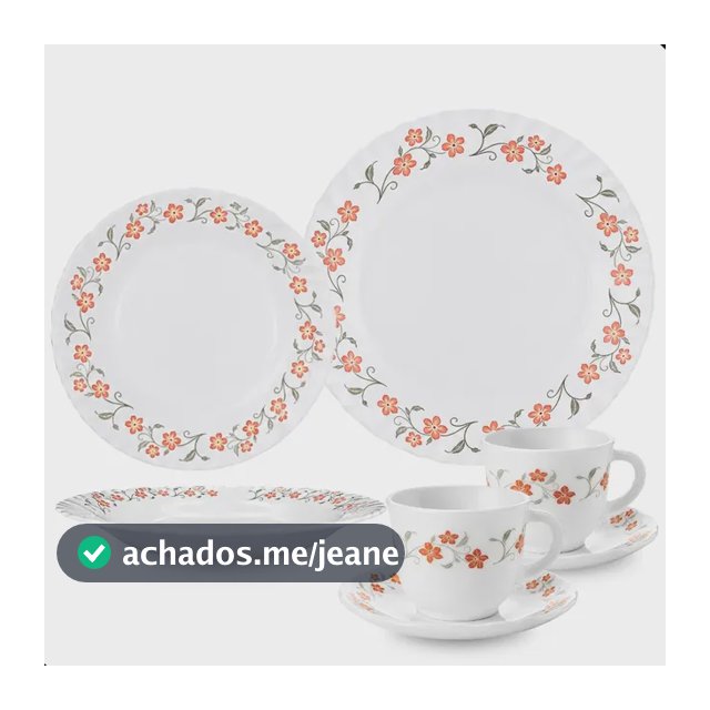 Aparelho De Jantar E Chá/café 20 Peças Vidro Opaline Branco Branco Floral