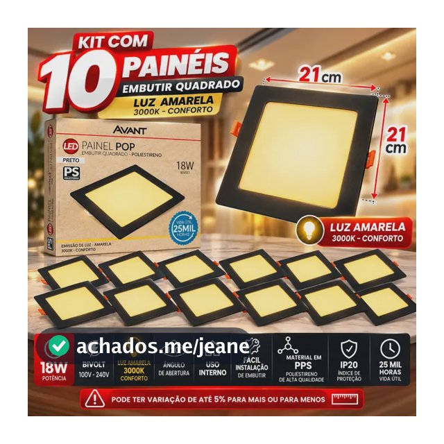 Kit 10 Painel Plafon 18w Luminária De Gesso 127/220v Embutir