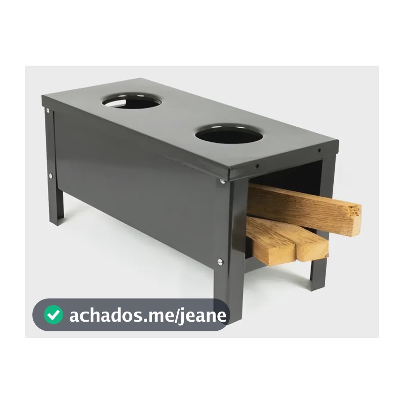 Fogão A Lenha Portátil Camping Aço Carbono Multiuso 2 Bocas
