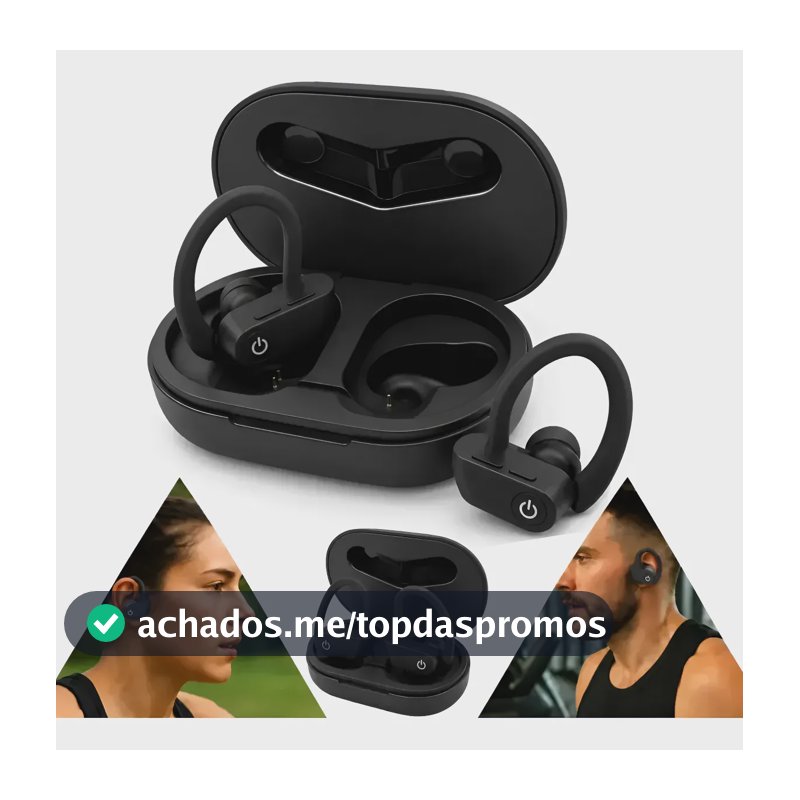 Fone Esportivo Bluetooth Corrida Sem Fio Prova Àgua Ciclismo Preto