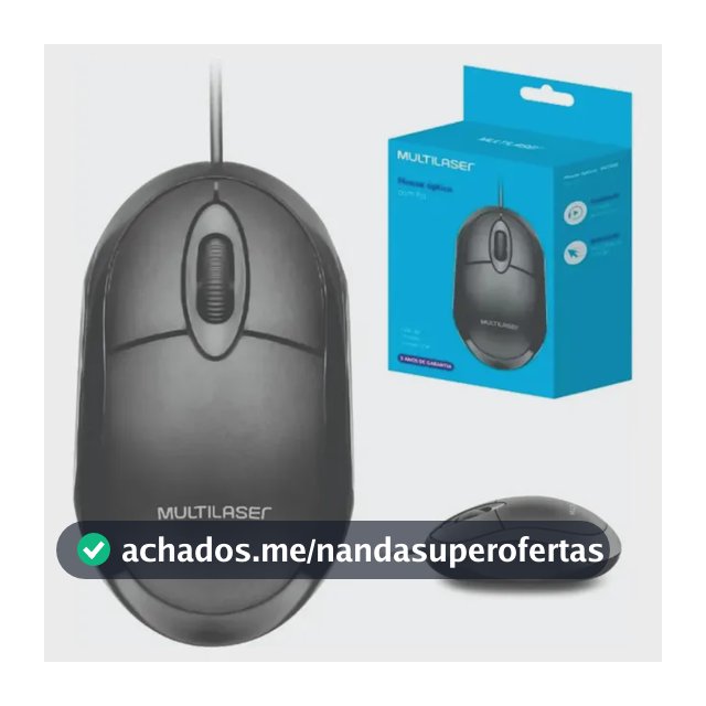 Mouse Classic Box Óptico Usb 1200 dpi Preto Multilaser Mo300