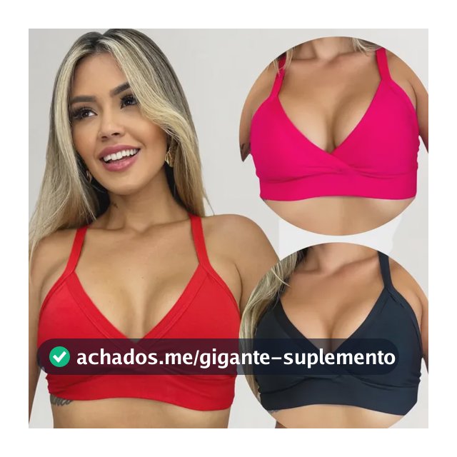 Kit 3 Top Academia Feminino Fitness Treino Sustentação