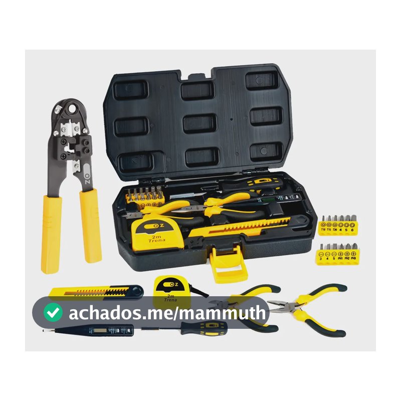 Kit Caixa Ferramentas 18 Peças Estojo + Alicate De Crimpar Amarelo