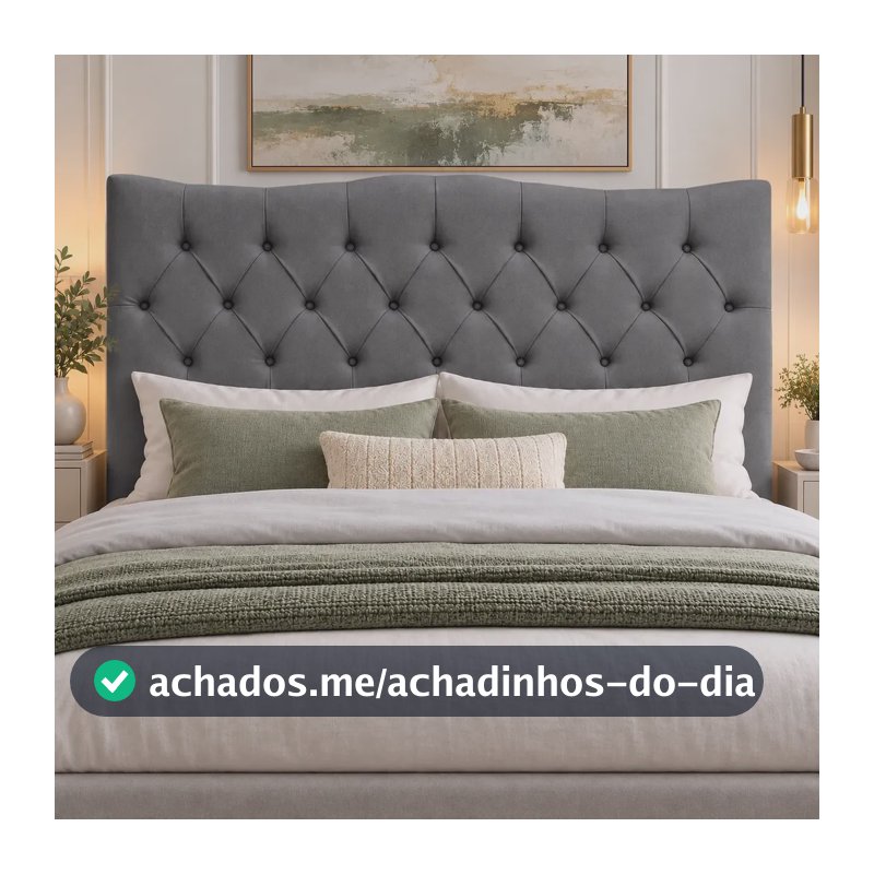 Cabeceira Casal 1,40  Com Fixador Cama Box Estofados Quarto Cinza