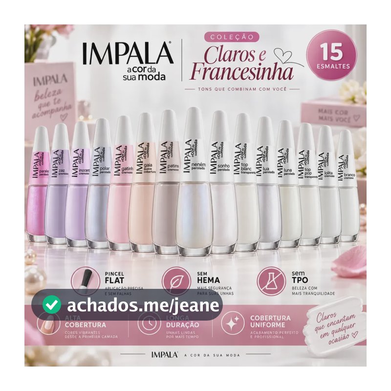 Kit 15 Esmaltes Impala Atacado Tons Claros Completo Branco