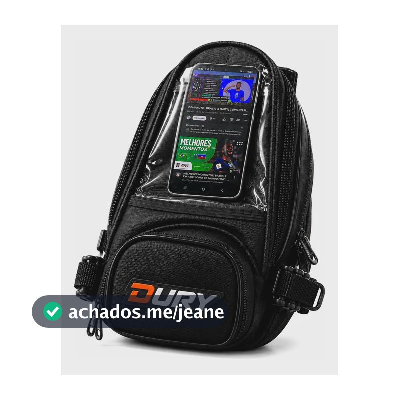 Bolsa Tanque Moto Dury Magnética Com Porta Celular Preto