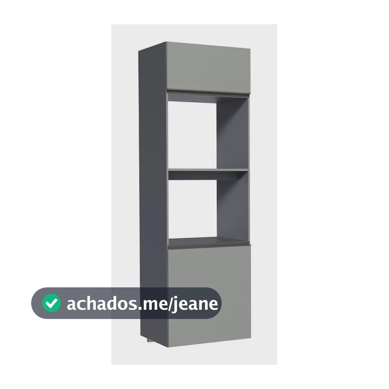 Torre Quente Armário de Cozinha 60 Cm 2 Portas Nicho Suspensa Cinza Nice Madesa G266523BNC