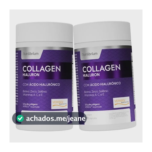 Kit 2x Colágeno Verisol Ácido Hialurônico 180 Caps 2 Meses Sem Sabor