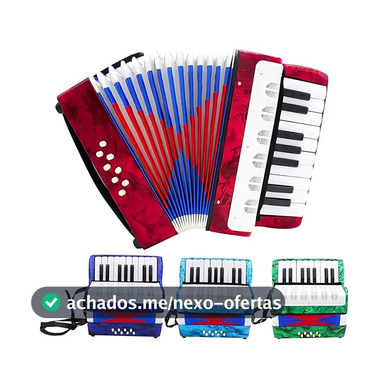 Gaita Sanfona Acordeon Iniciante 8 Baixos Brinquedo Crianças Sanfona Infantil Brinquedo Musical Sophia Mundo Encantado