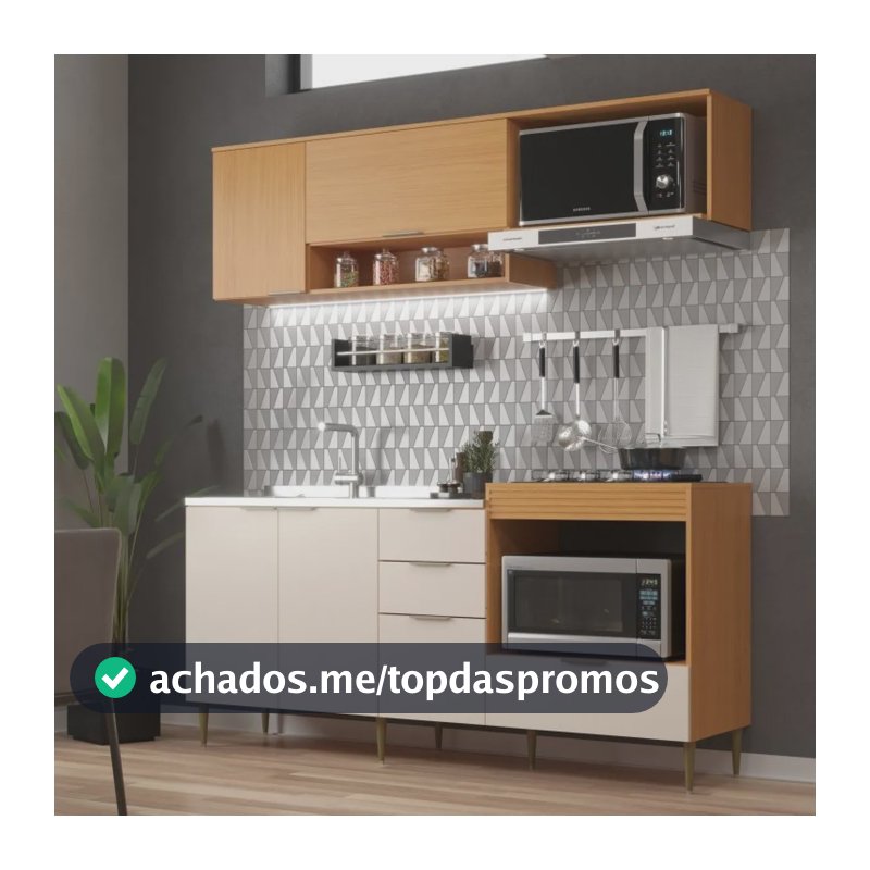 Cozinha Modulada 6 Portas E 2 Gavetas Alice Wt Angelin Preiun/off White
