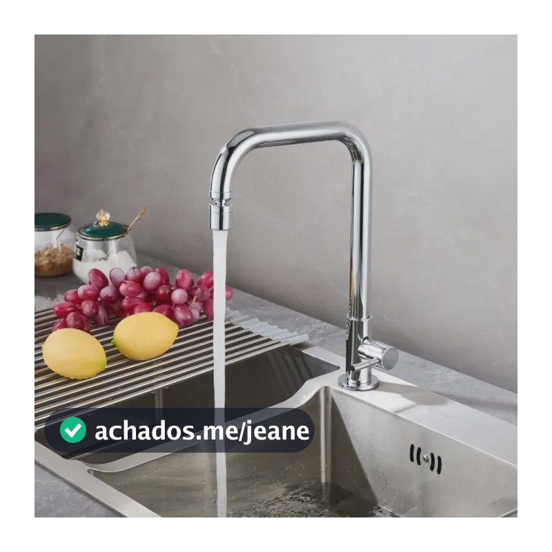 Torneira Para Cozinha Cromada Bica Alta Monocomando Arejador Giratória 360° Bancada Água Fria