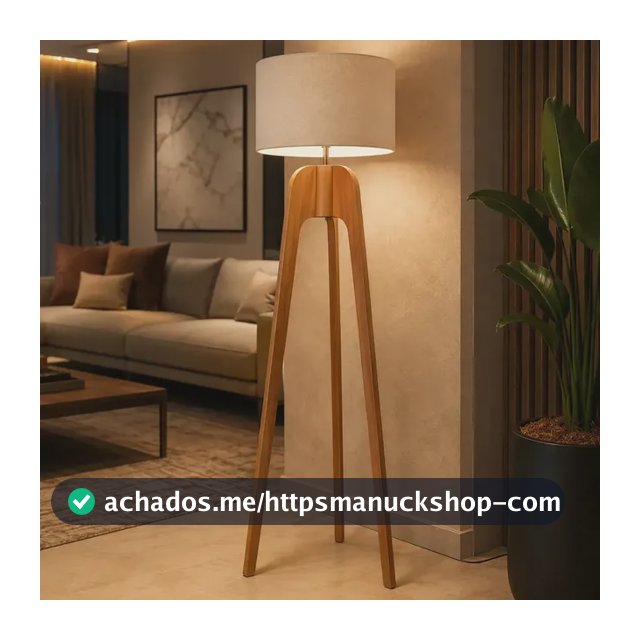 Luminária De Chão Paris 160 cm Pés De Madeira Luxo Decorativa Cúpula Palha Creme Unidecor