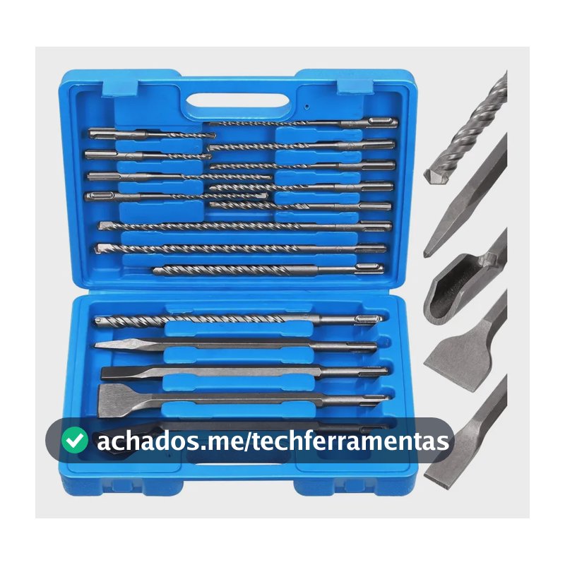 Jogo Brocas Talhadeira Ponteiro Martelete 17 Peças Titanium Jogo De Brocas Completo
