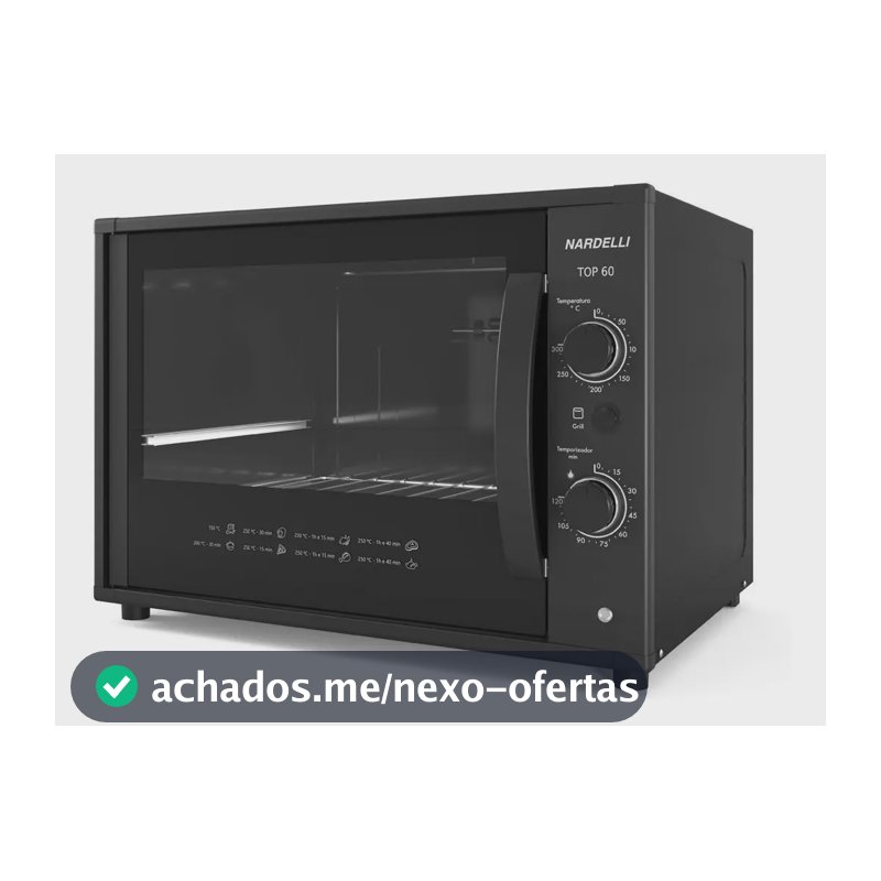 Forno Elétrico De Bancada 110v Nardelli Top60 60litros Black 127v Preto