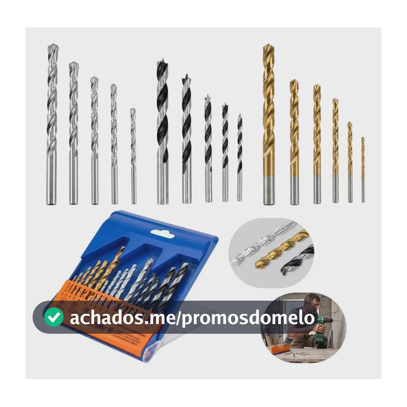 Kit 16 Brocas Com Estojo Para Metal Ferro Concreto Videa