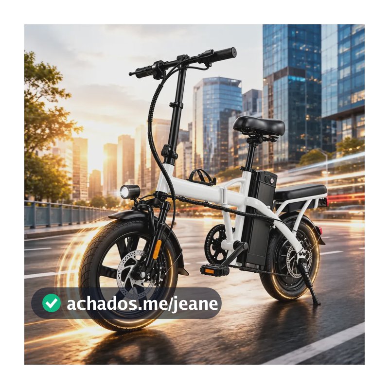 Bicicleta Elétrica Dobrável 500w 48v Adulto E-bike Urbana Branco