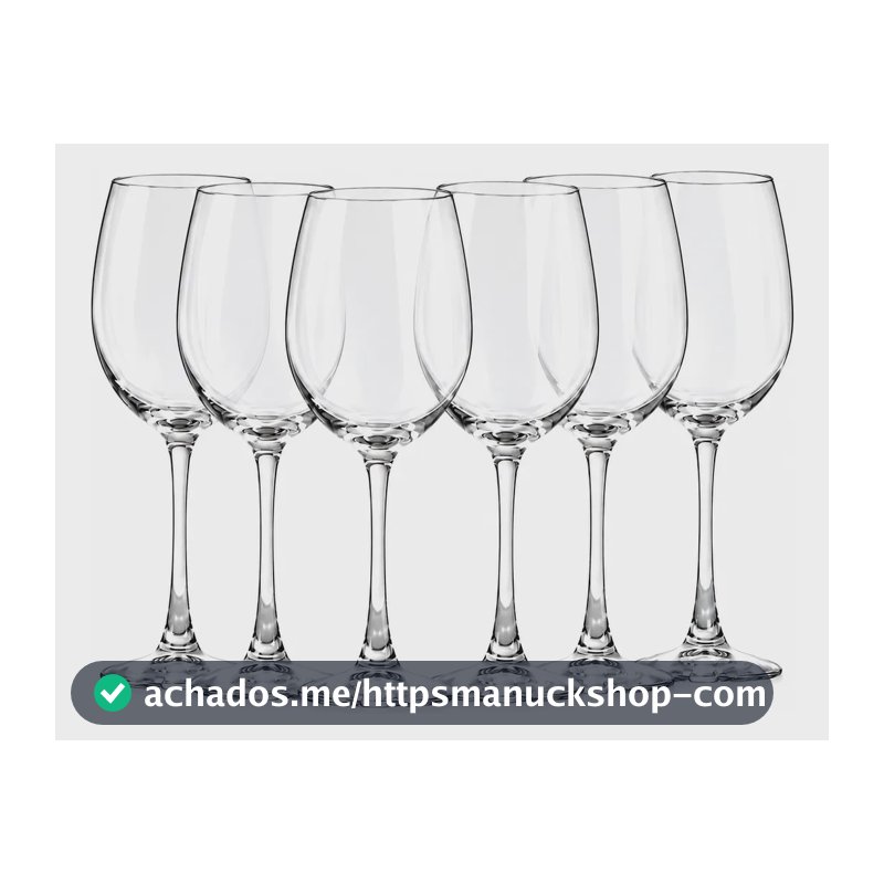 Jogo De 6 Taças Luxo Para Vinho Agua Vidro Resistente 465ml Transparente