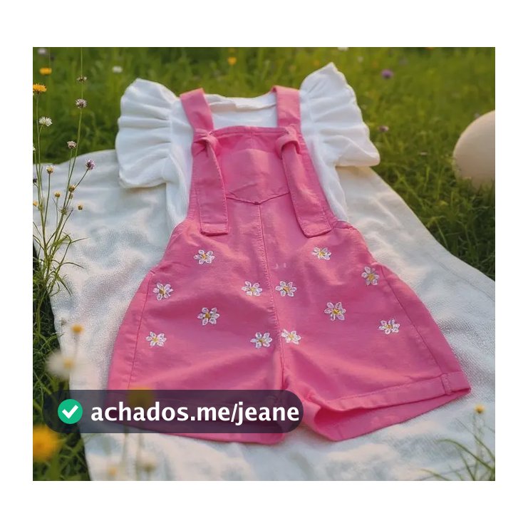 Jardineira Menina Rosa Marrom Com Blusa Macaquinho Infantil Rosa 4