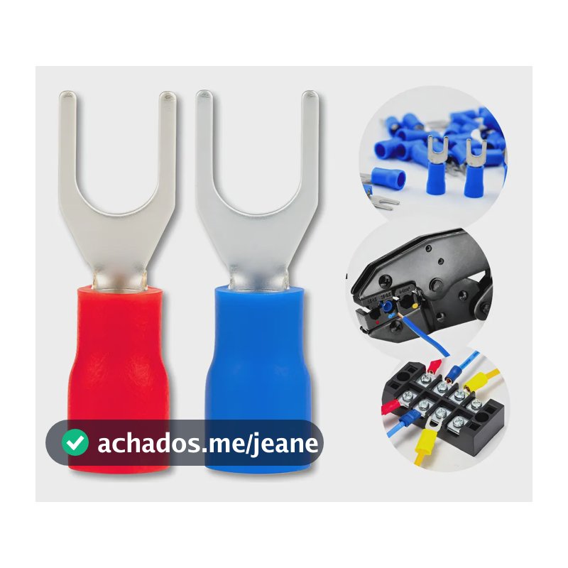 Kit 200 Peças Terminais Forquilha Tipo Garfo 1,5mm E 2,5mm Kit Conector Garfo Forquilha 0.5mm2 Á 2.5mm2 Vermelho E Azul