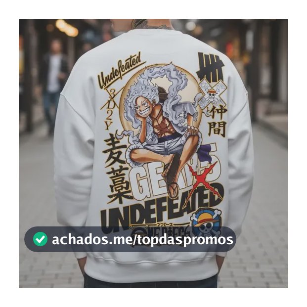 Moletom One Piece Luffy Gear 5 Anime Gola Careca Undefeated
