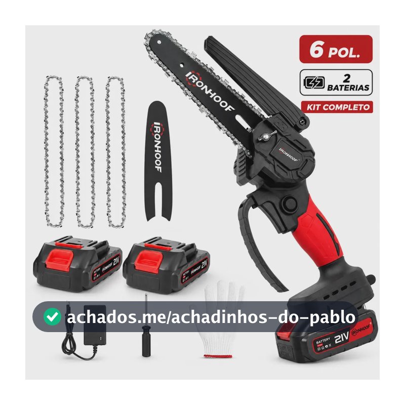 Mini Motosserra Elétrica 6 Polegadas Brushless 2 Bateria