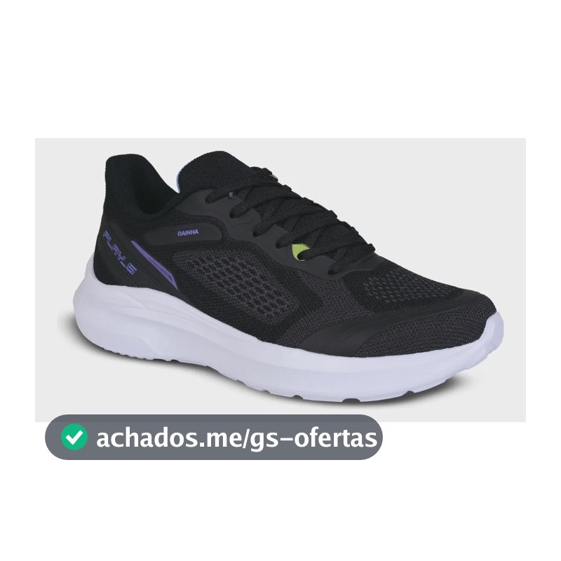 Tênis Masculino E Feminino Play V Rainha Preto/roxo Liso 38 Br