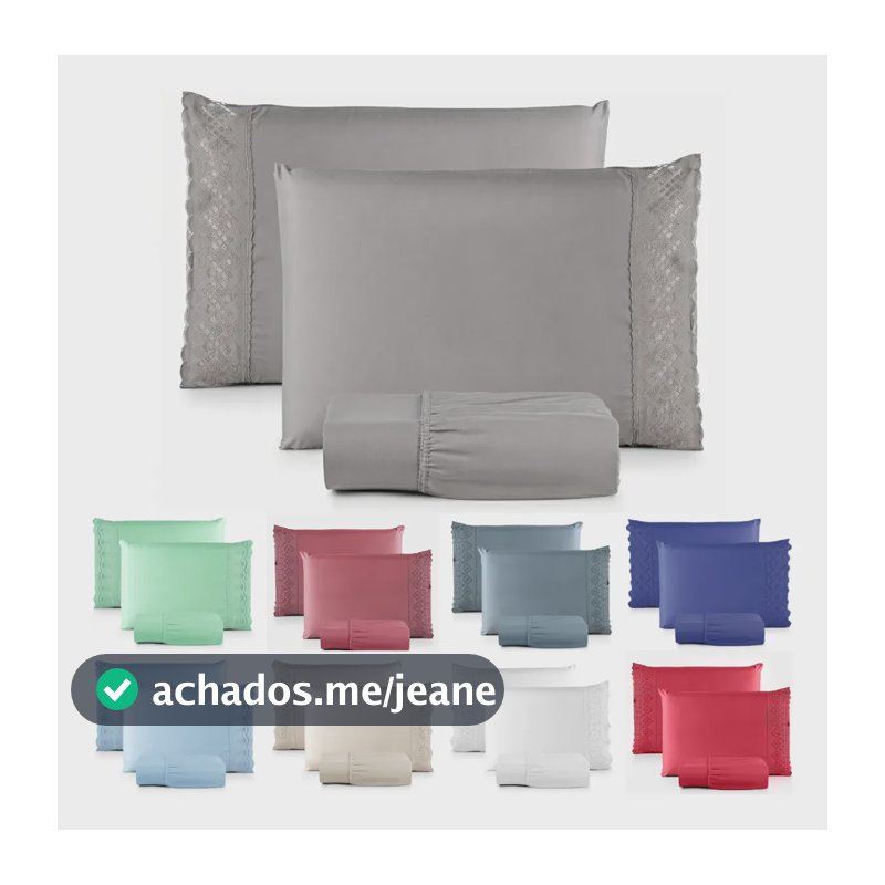 Jogo Lençol Lese Queen 400 Fios Cama Toque Macio Liso Hotel Cinza