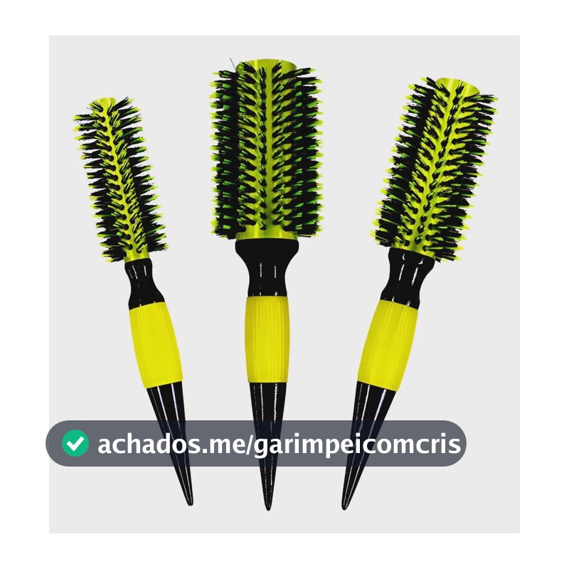 3 Escovas Kit Cabelo Com Cerdas De Javali Profissionais Amarelo