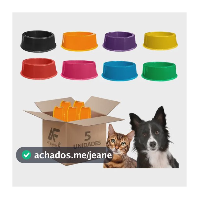 Kit 5 Comedouro Resistente Cachorros Gatos 800ml Vasilha Pet