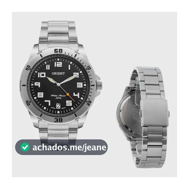 Relógio de pulso Orient MBSS1155A com correia de aço inoxidável cor prata - fundo preto