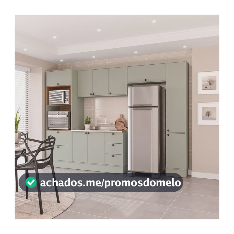 Cozinha Completa Com Rodapé 5 Peças Rubi Yescasa Djwt Verde Oliva
