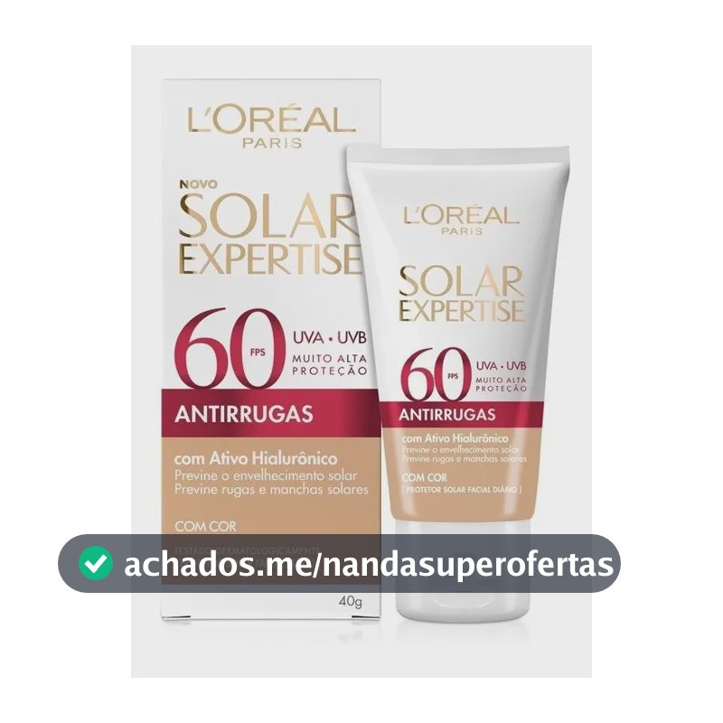 Protetor Solar Facial L'Oréal Paris Solar Expertise Antirrugas Fps 60 Com Cor Tom Claro 40g