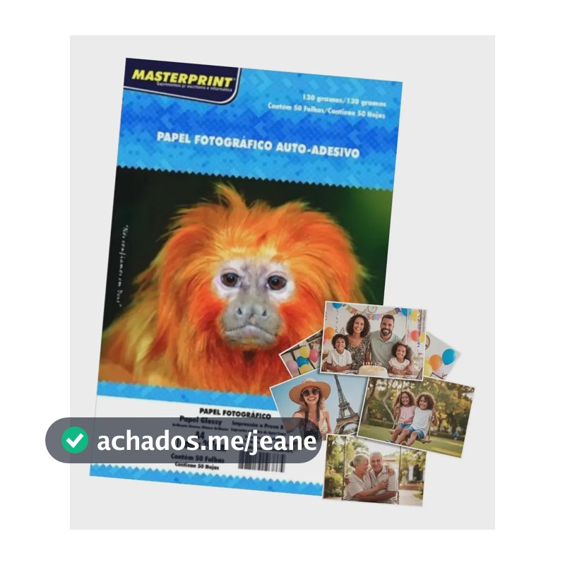 50 Folhas Papel Fotográfico Adesivo Glossy 130g A4 Cor Branco